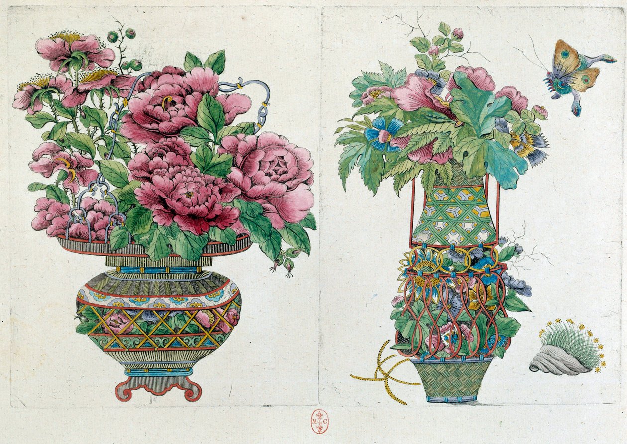 Ritning från en kinesisk vas: blomkruka. Målning av Jean Antoine Fraisse (1700-talet) av Jean Antoine Fraisse