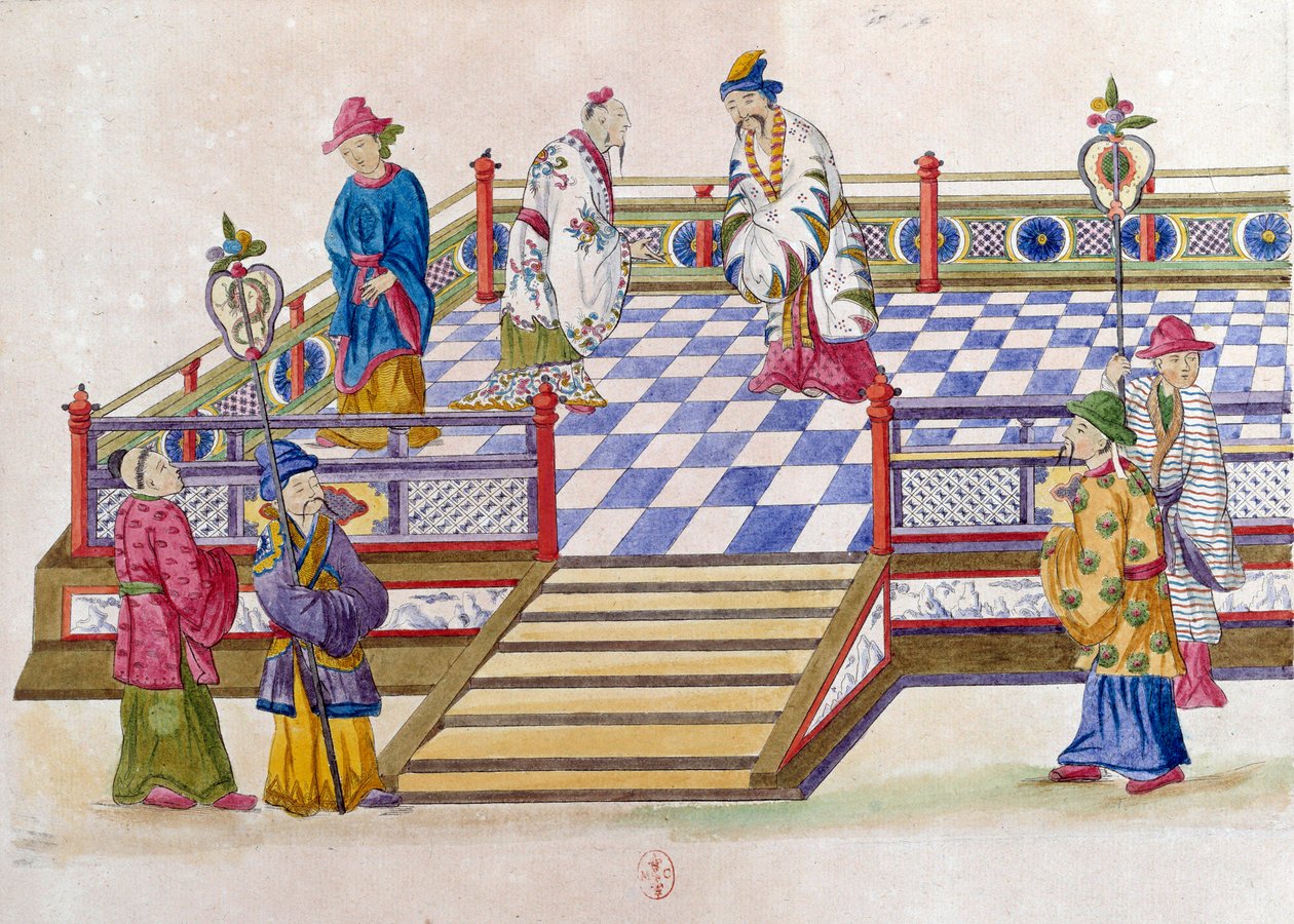 Teckning från en kinesisk vas: scen på palatset. Målning av Jean Antoine Fraisse (1700-talet) av Jean Antoine Fraisse