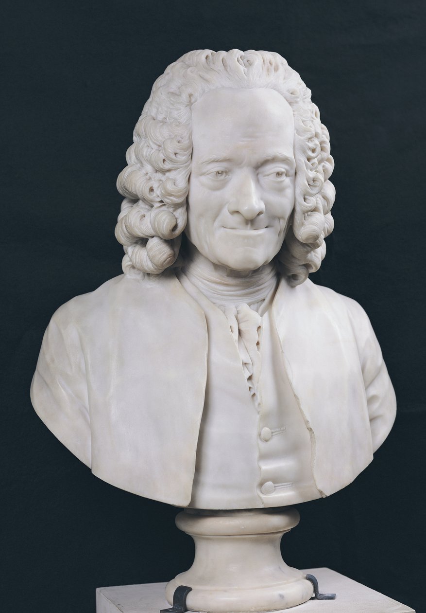 Byst av Francois Marie Arouet de Voltaire (1694-1778) 1778 (marmor) av Jean Antoine Houdon