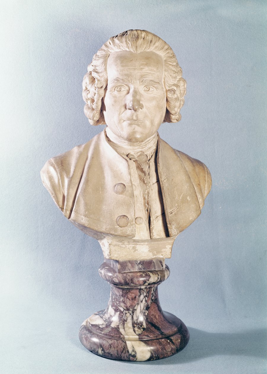 Byst av Jean-Jacques Rousseau (1712-78) (marmor) av Jean Antoine Houdon