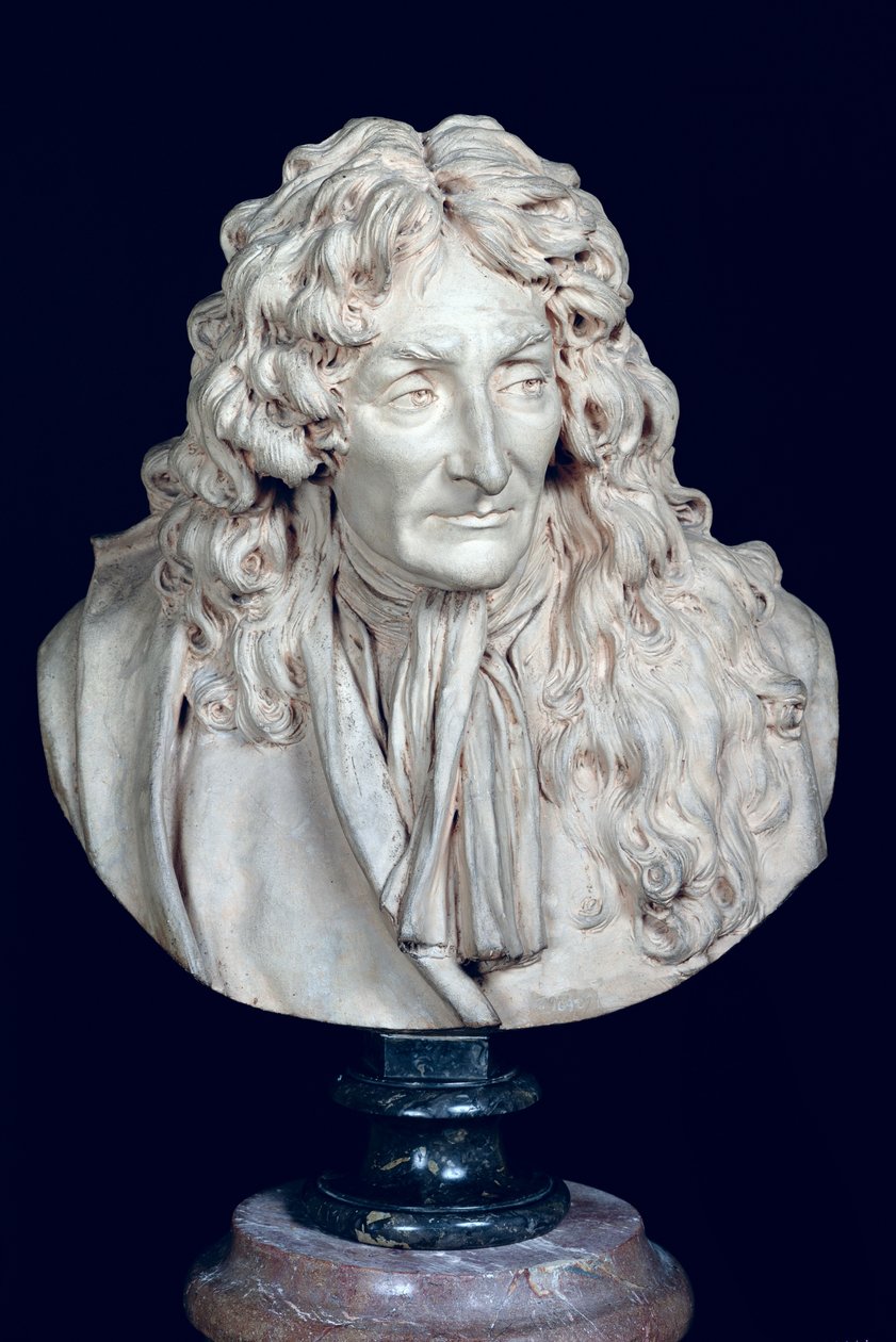 Byst av Jean de La Fontaine (1621-95) 1692 (lera) av Jean Antoine Houdon