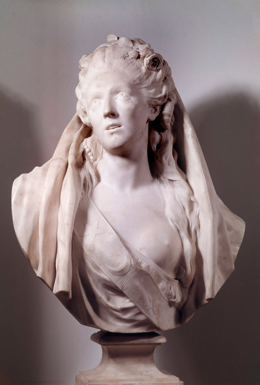 Byst av Sophie Arnould (1740-1802) sångerska representerad i rollen som Iphigenie Sculpture av Jean Antoine Houdon (1741-1828) 1775 Paris, Musee du Louvre av Jean Antoine Houdon