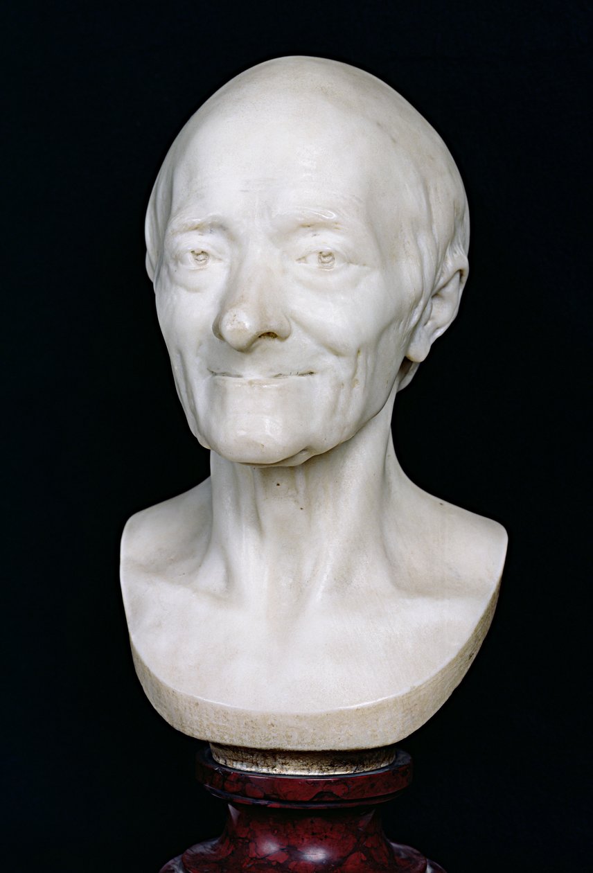 Byst av Voltaire (1694-1778) utan hans peruk, 1778 (marmor) av Jean Antoine Houdon