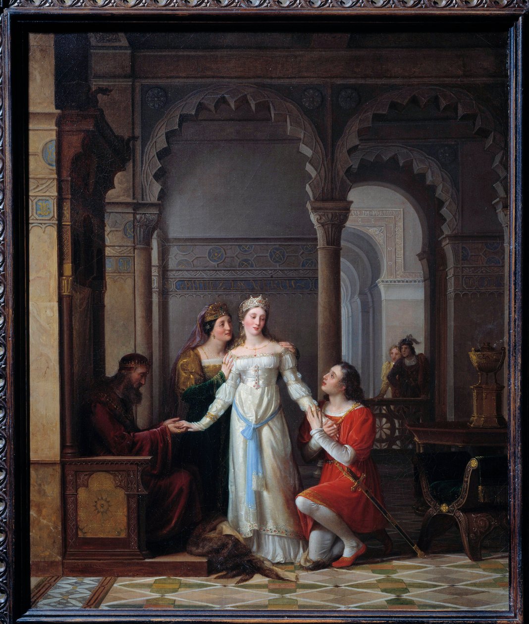 Åsneskinn Illustration av berättelsen av Charles Perrault (1628-1703) med samma namn som representerar den unga prinsessan i palatset till hennes far som är kär i henne. Målning av Jean Antoine Laurent (1763-1832) 1819 sön. 0,55x0,45 m Bourg en Bresse, mus av Jean Antoine Laurent