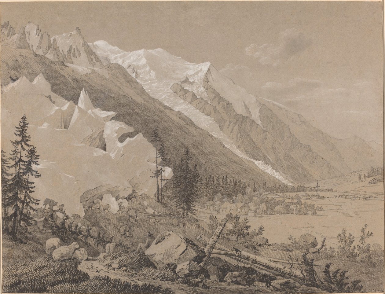 Utsikt över Mont Blanc av Jean Antoine Linck