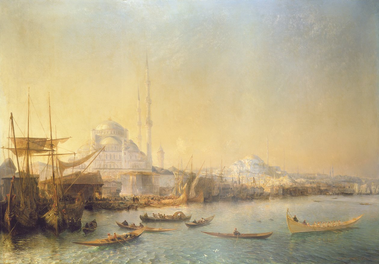 En vidsträckt utsikt över Konstantinopel och Gyllene hornet, 1840 av Jean Antoine Theodore Gudin