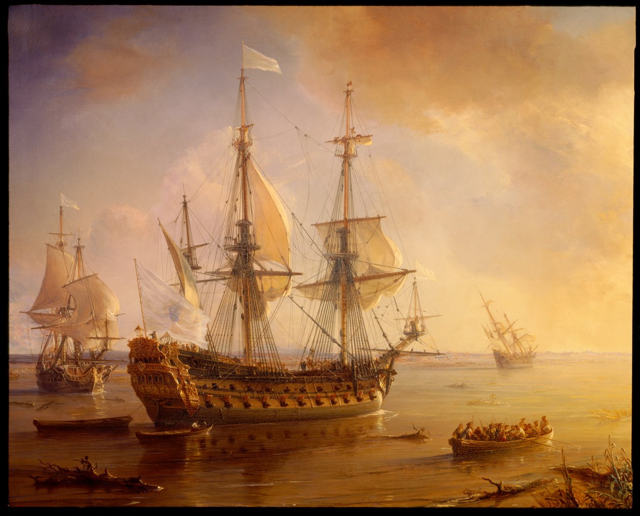 Expedition av Robert Cavelier de La Salle i Louisiana (fartygsdetalj) av Jean Antoine Theodore Gudin