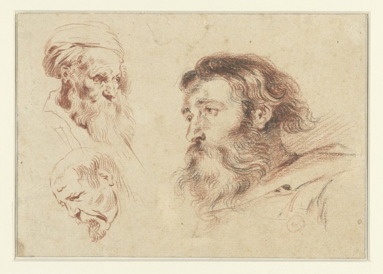 Tre mäns huvuden av Jean Antoine Watteau (rejected attribution)