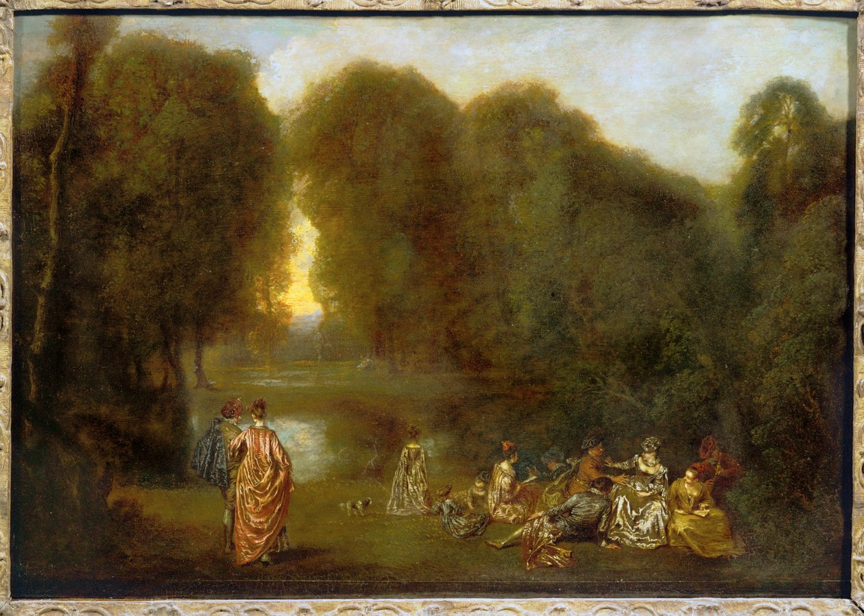 Monteras i en park ... av Jean Antoine Watteau