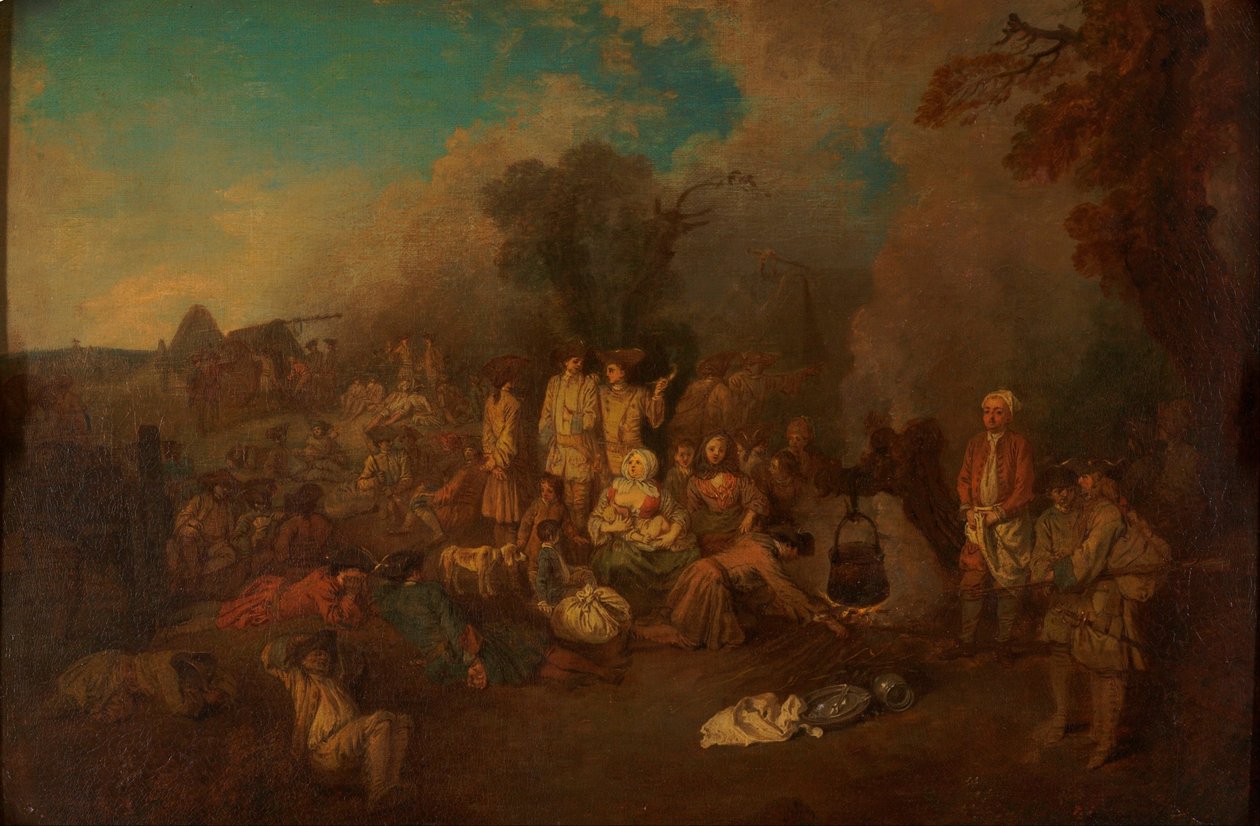 Bivuak av Jean Antoine Watteau