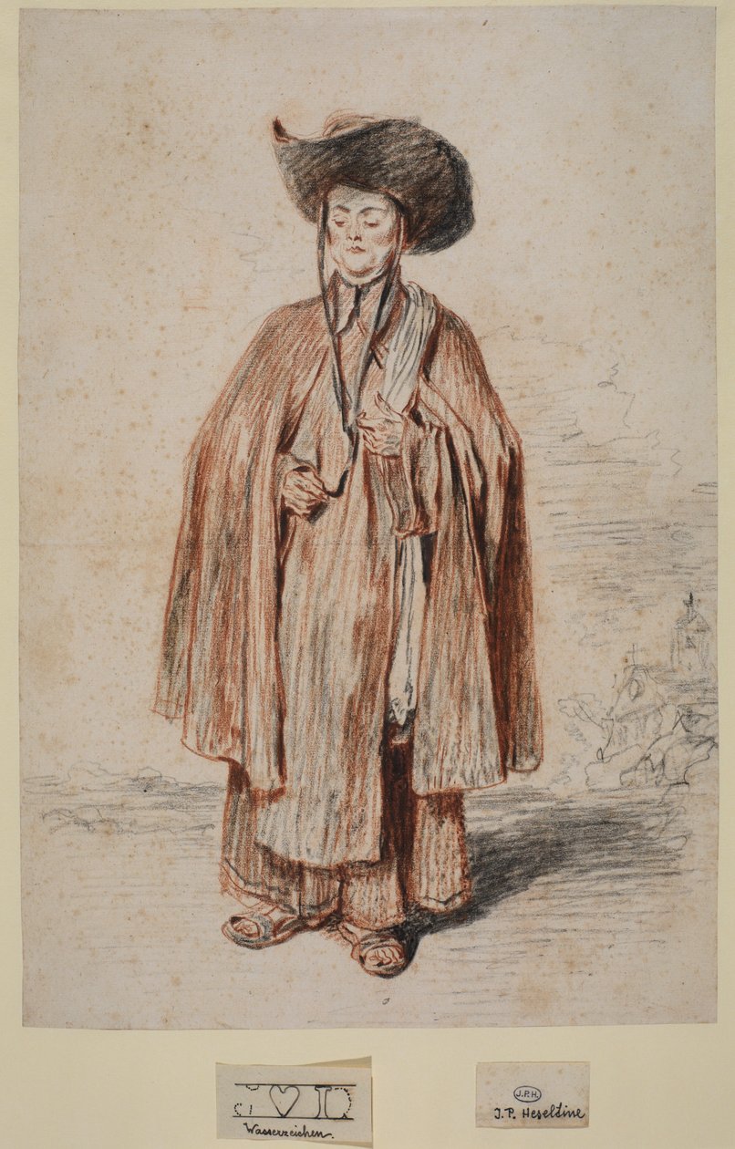 Karmelitmunk, stående, 1715 ca av Jean Antoine Watteau