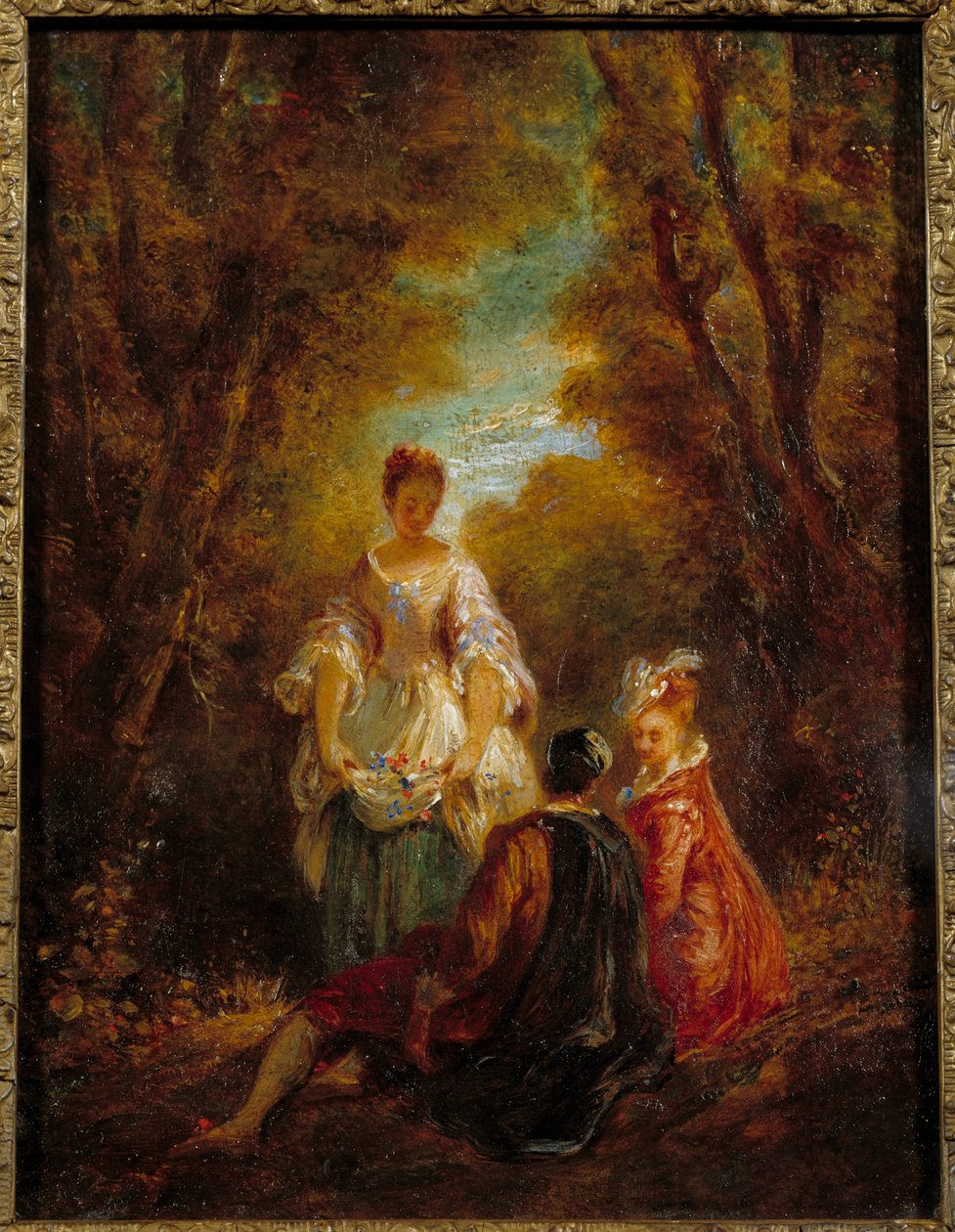 Karaktärer i en park Målning av Jean Antoine Watteau (1684-1721) 1700-talet av Jean Antoine Watteau