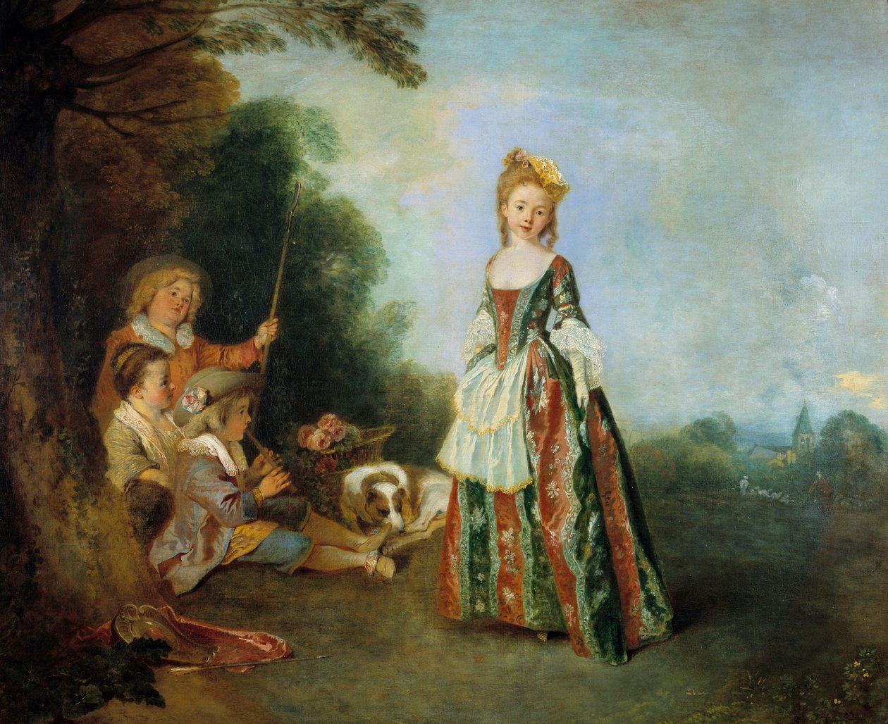 Dansmålning av Jean Antoine Watteau (1684-1721) 1716-1718 Sön. 0,97 x 1,1 m Berlin. Statens museum av Jean Antoine Watteau