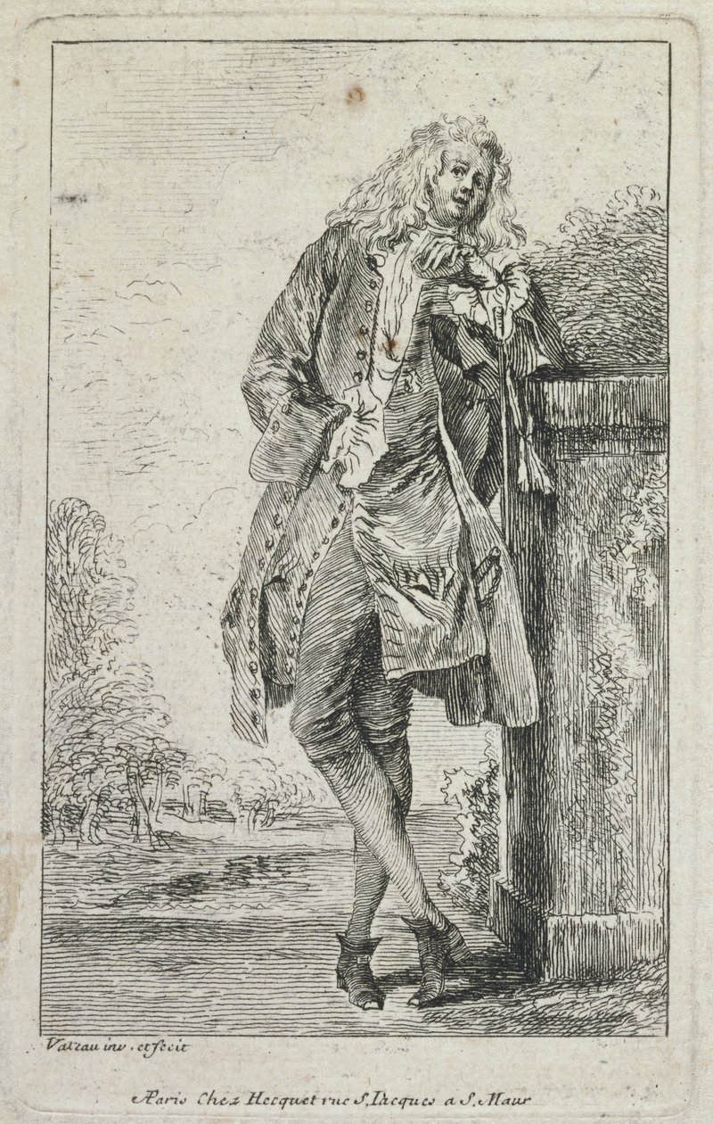 Modefigurer: Man Standing Acconde av Jean Antoine Watteau
