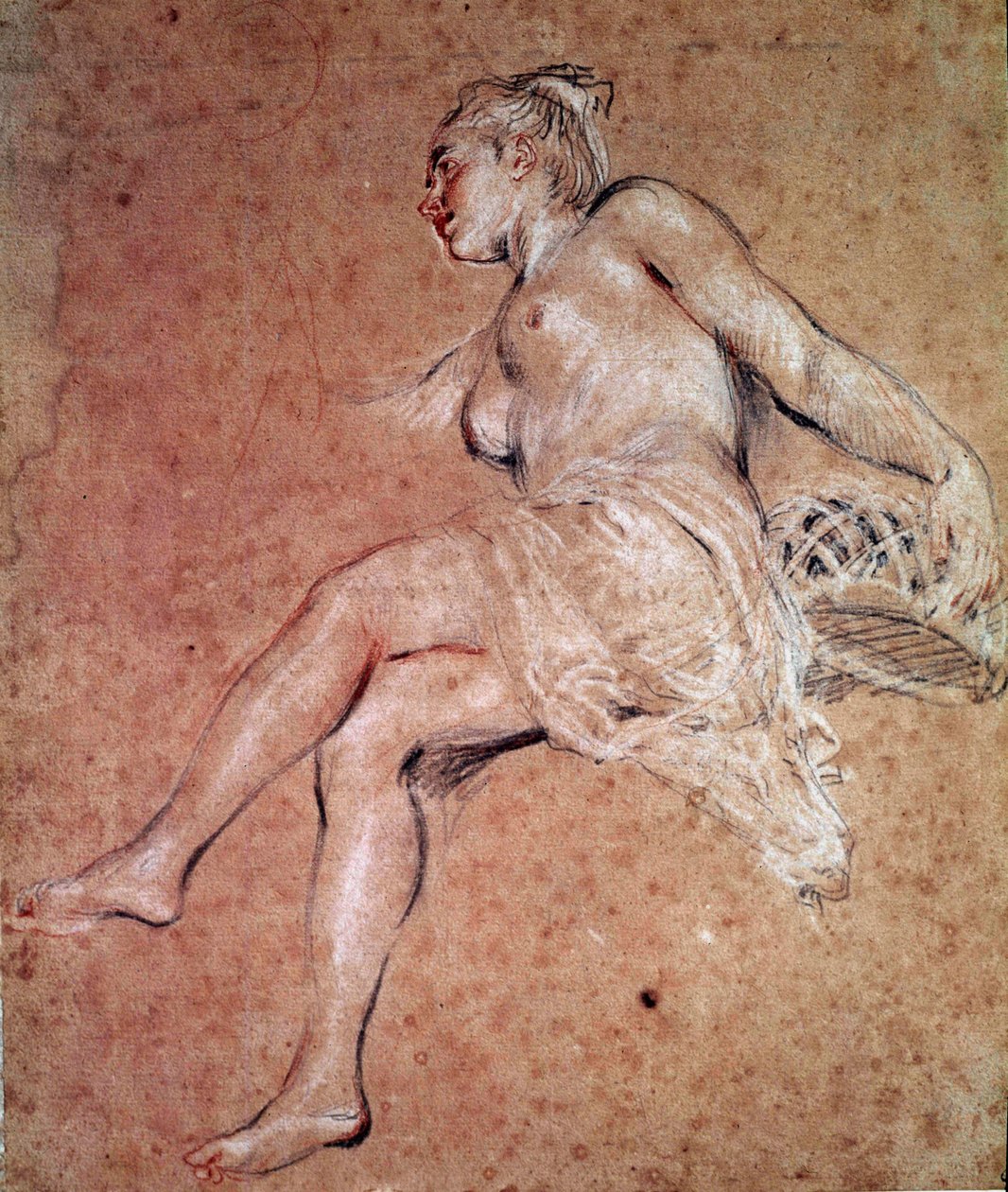 Flora Allegory av sommaren. Blod och svart penna av Jean Antoine Watteau av Jean Antoine Watteau