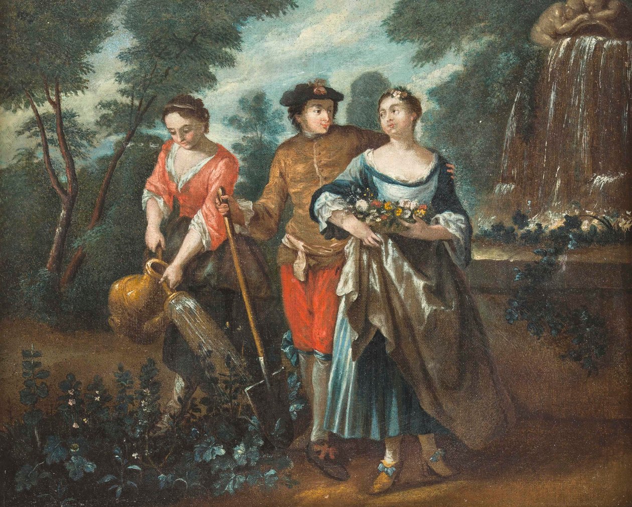 Tyska: Skolan Noble kärlekspar av Jean Antoine Watteau