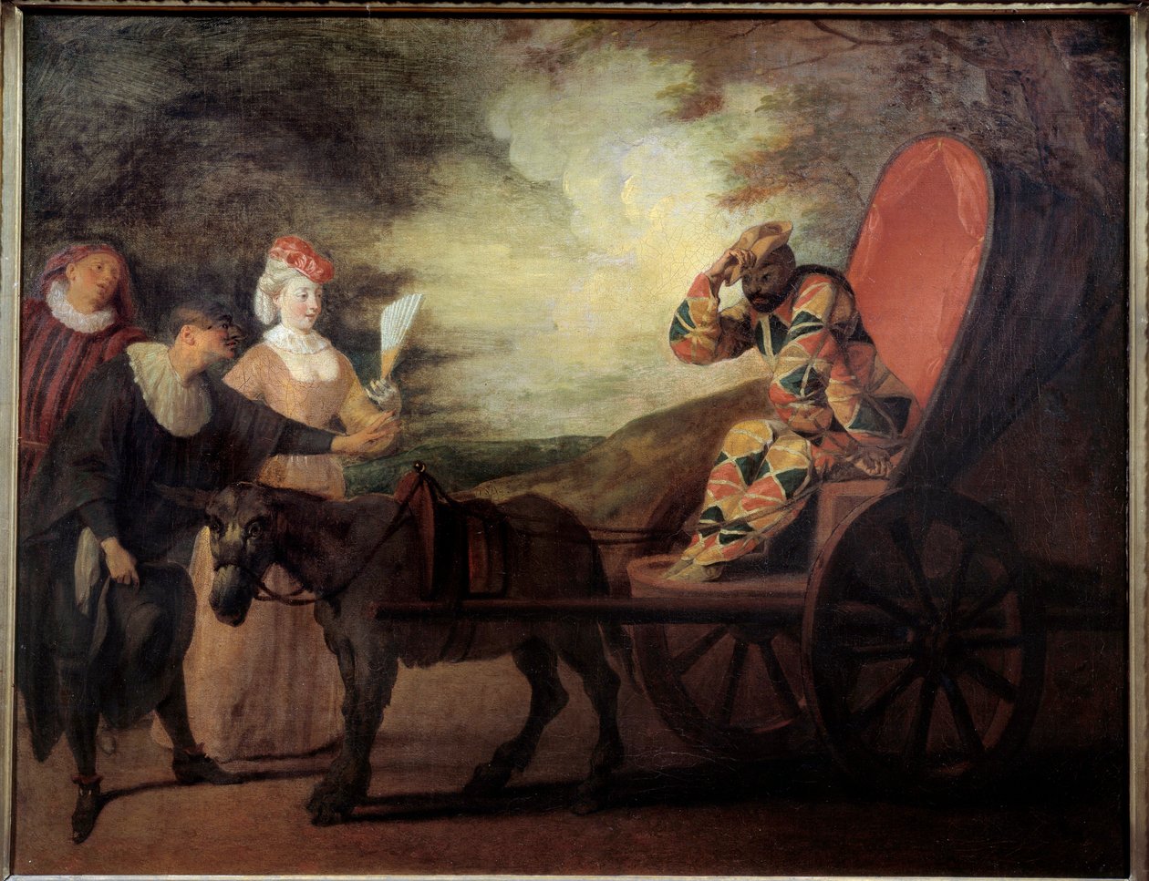 Harlequin (Arlecchino) månens kejsare. Målning av Jean Antoine Watteau (1684-1721) av Jean Antoine Watteau