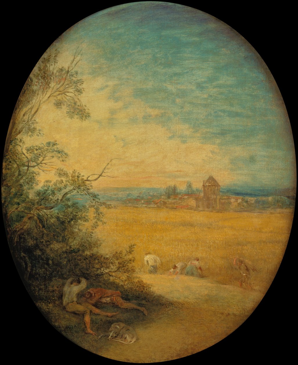 Haymakers in a Field, Summer (olja på duk) av Jean Antoine Watteau