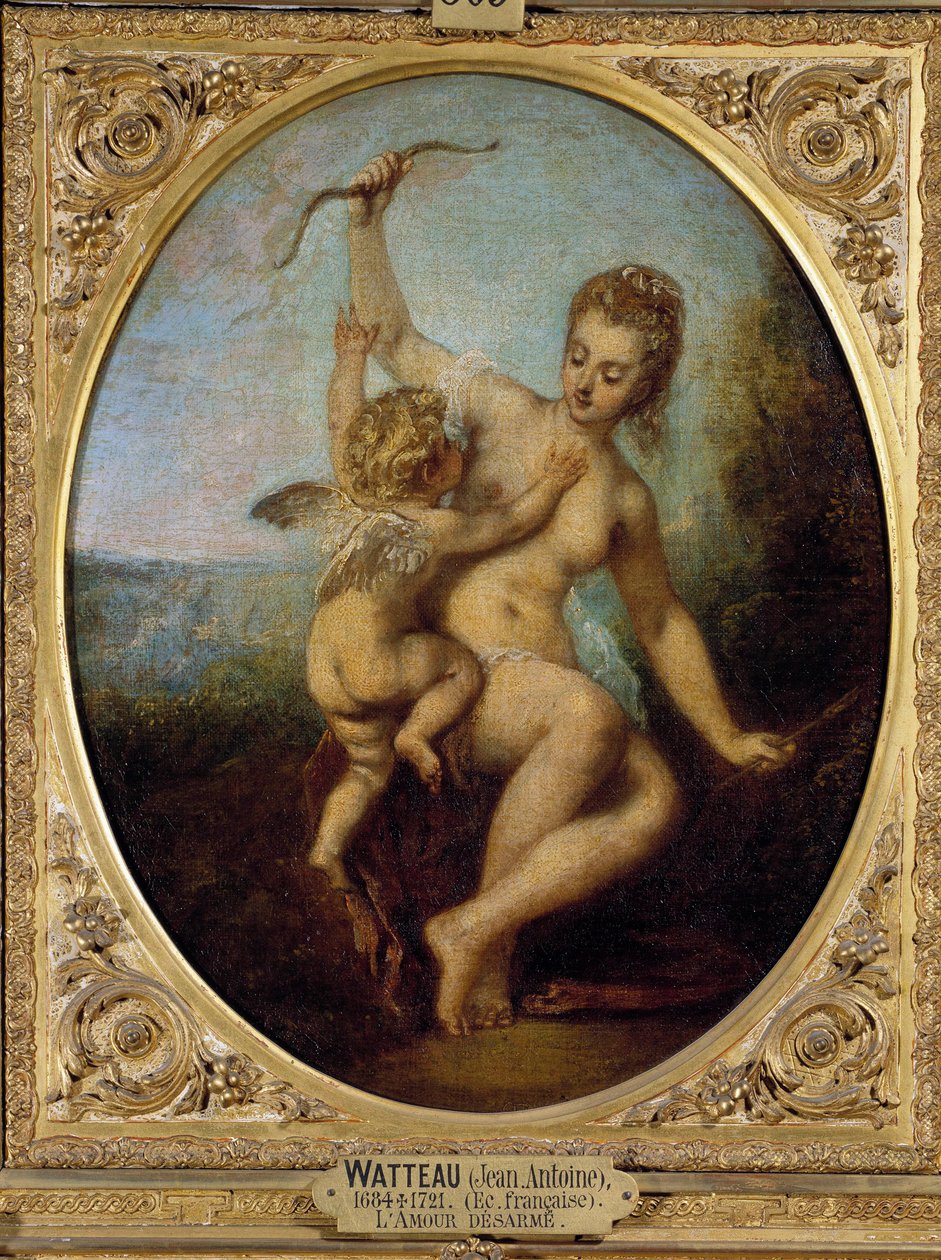 Kärlek avväpnar Målning av Jean Antoine Watteau (1684-1721) 1700-talet av Jean Antoine Watteau