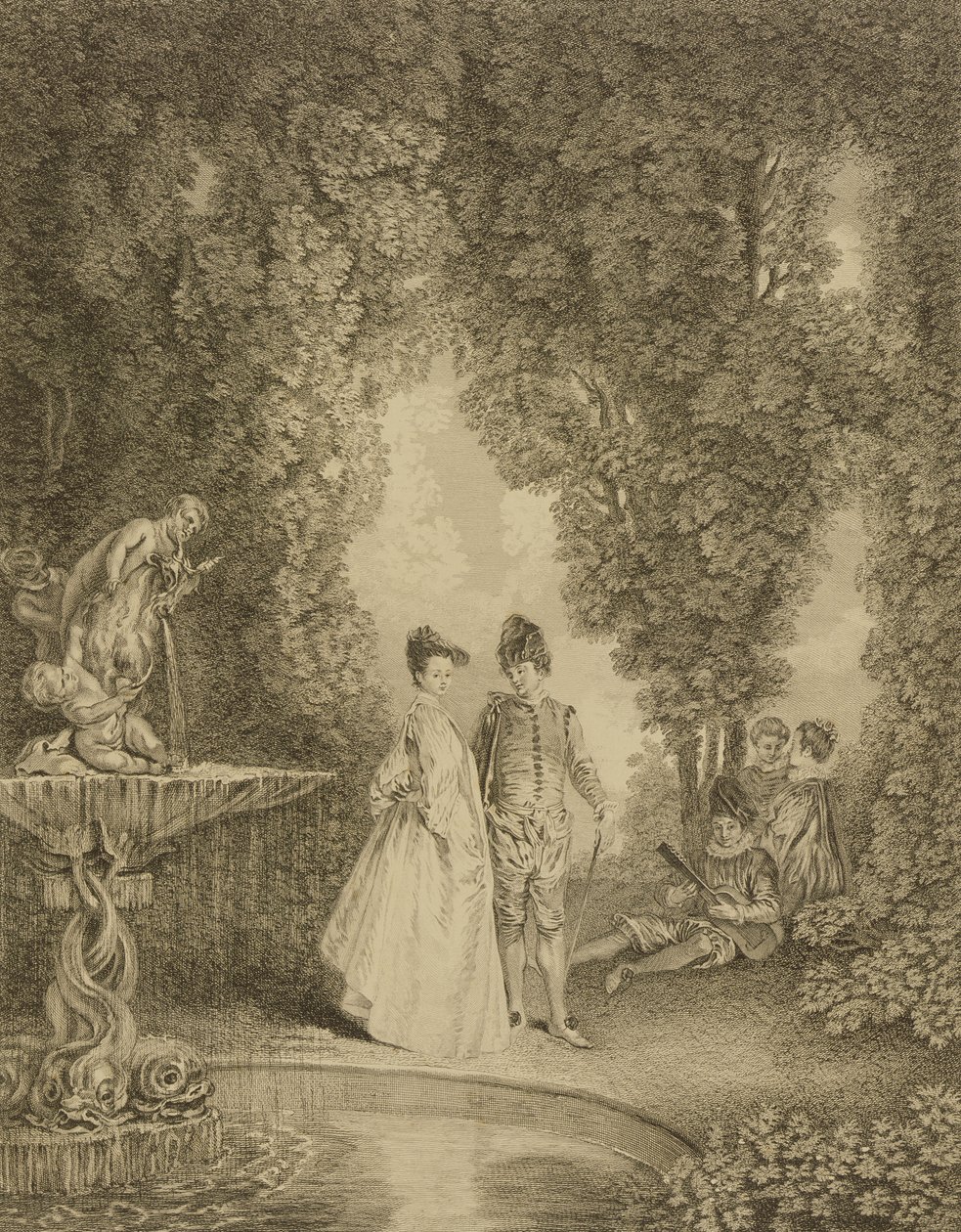 Vattenfallet av Jean Antoine Watteau