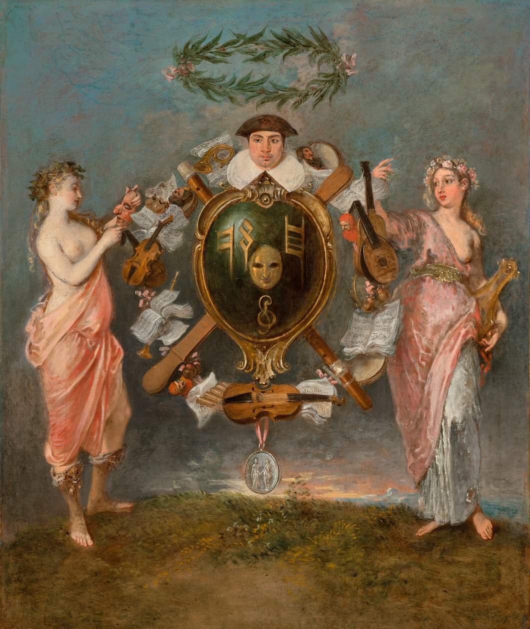 Alliansen mellan musik och komedi av Jean Antoine Watteau