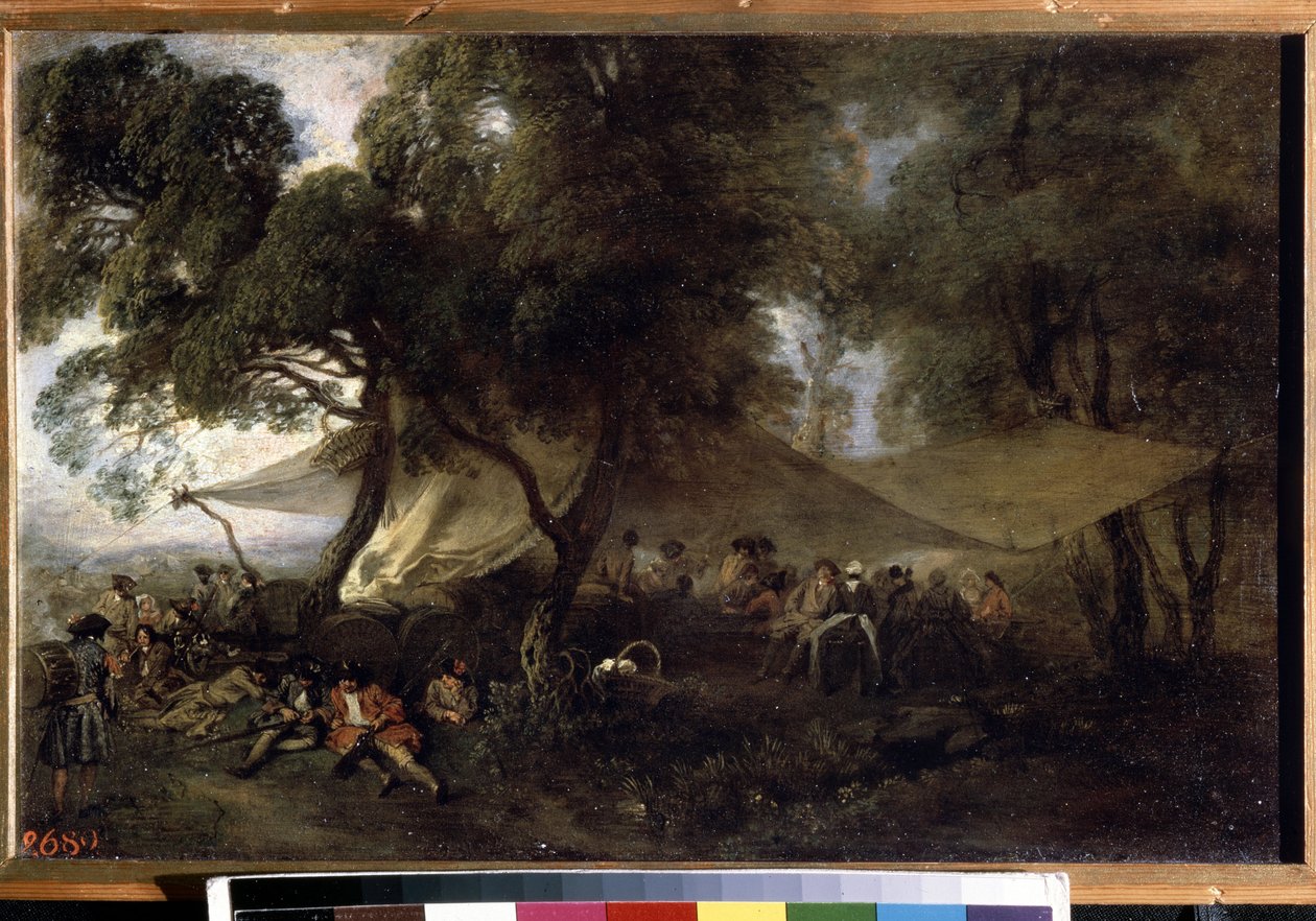 ""Pusten från kriget"". (Anstånd från krig). Målning av Jean Antoine Watteau (1684-1721), cirka 1716. Olja på koppar. Eremitagemuseet, Sankt Petersburg. av Jean Antoine Watteau