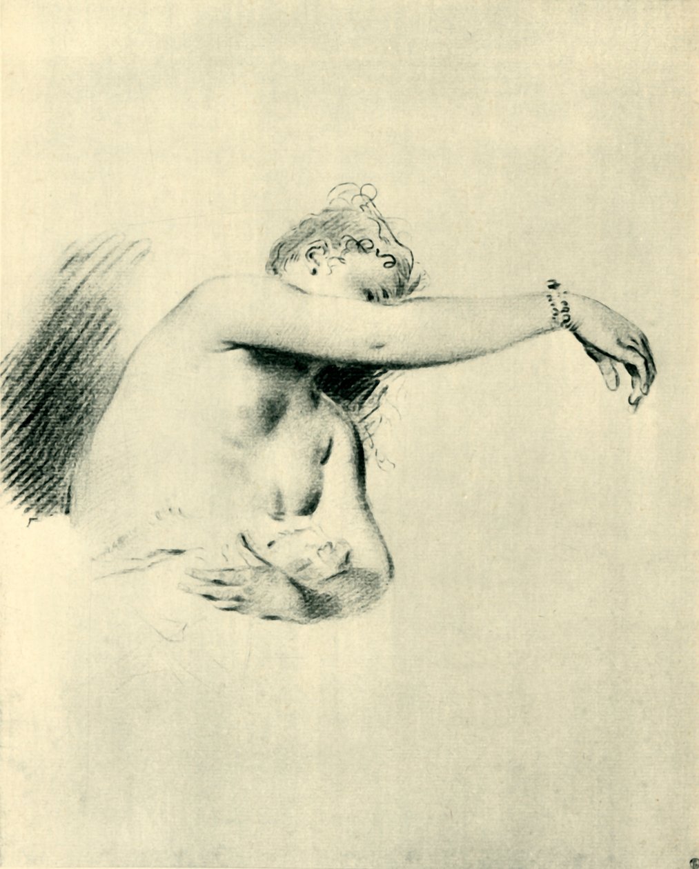 Naken med höger arm upphöjd, 1717-1718, 1943. av Jean Antoine Watteau
