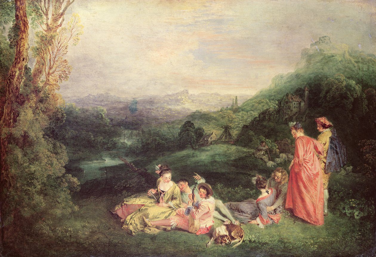 Fredlig kärlek, c.1718-19 av Jean Antoine Watteau