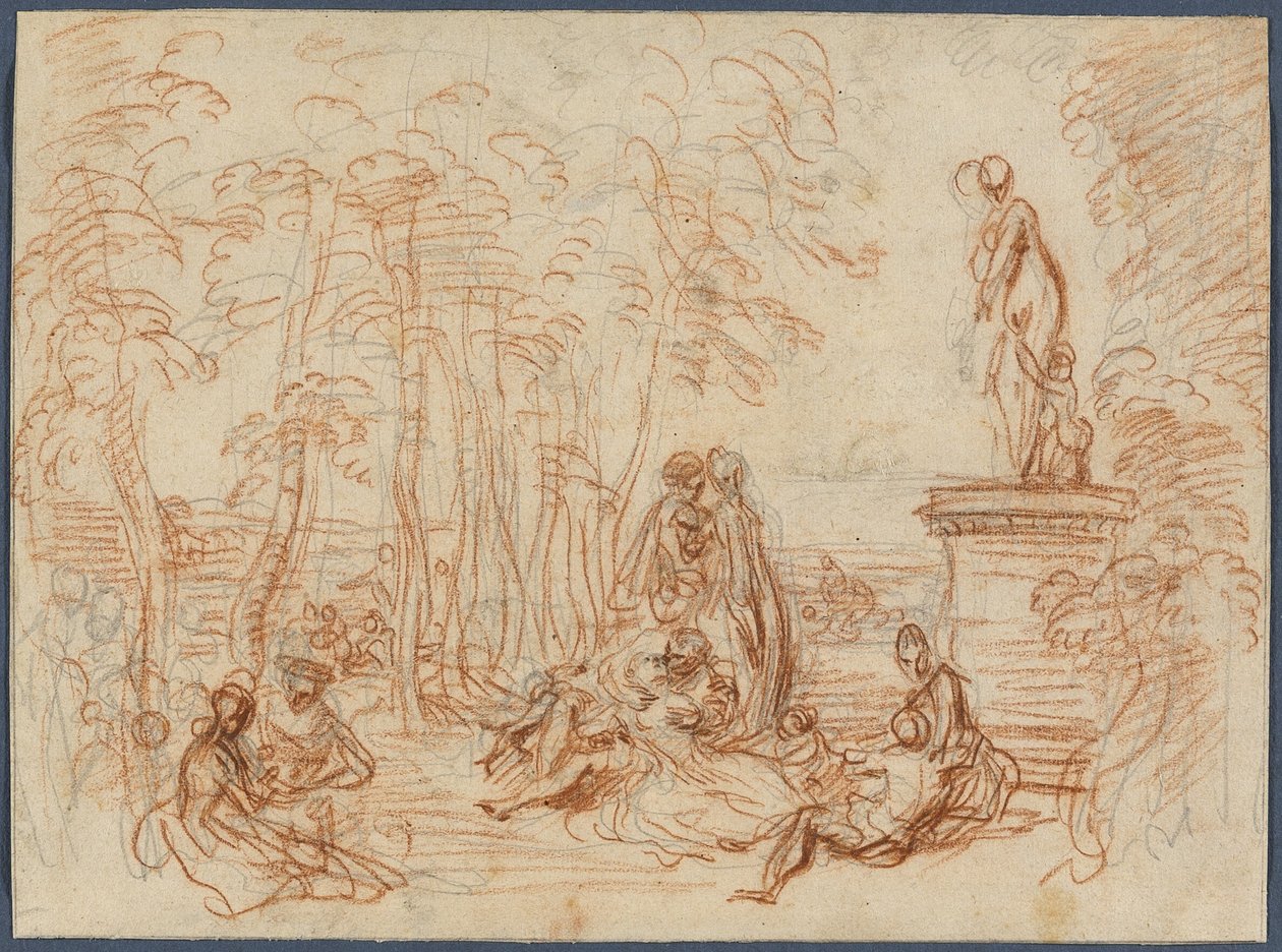 Studie för The Feast of Love av Jean Antoine Watteau
