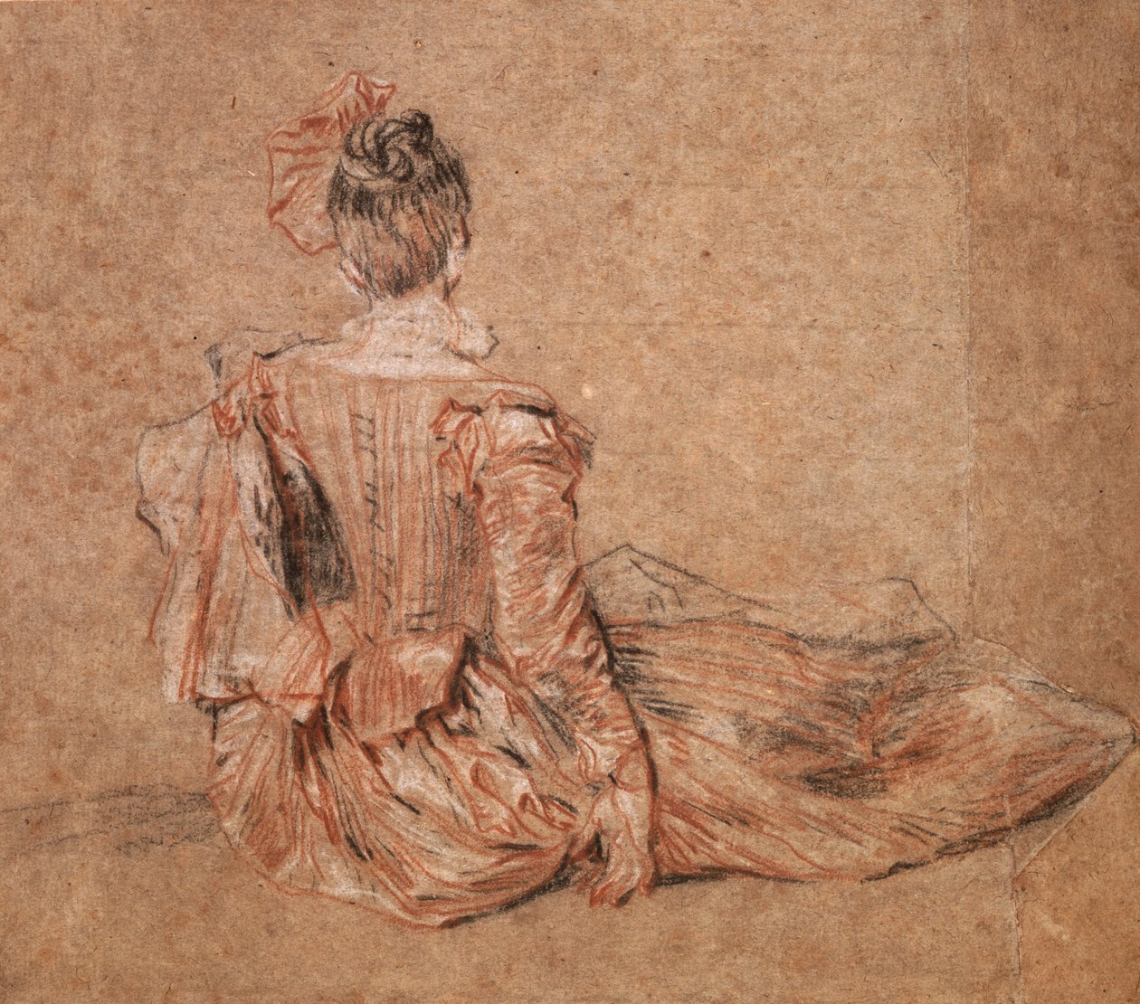 Studie av en kvinna sedd bakifrån av Jean-Antoine Watteau, 1716-1718. av Jean Antoine Watteau