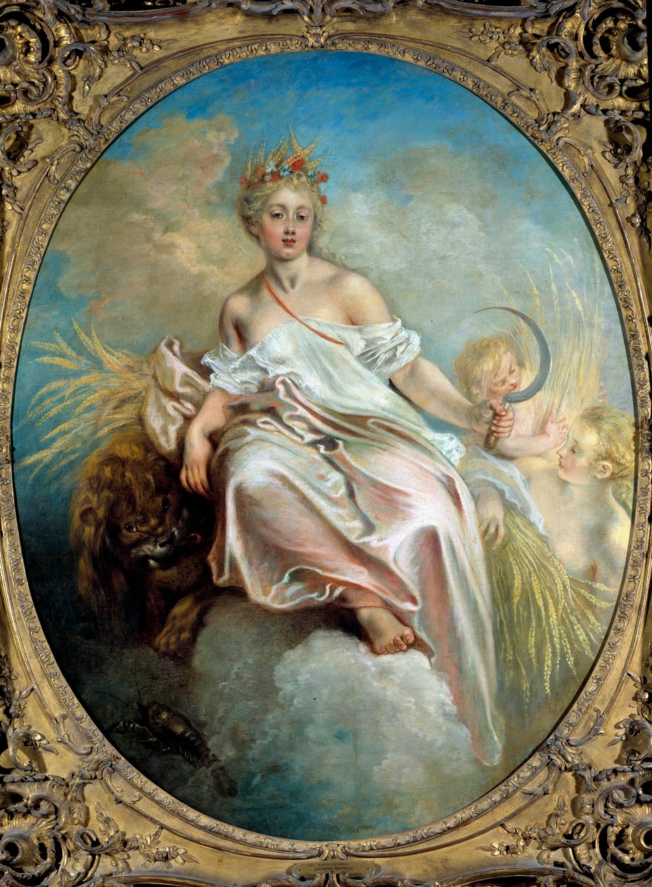 Sommar Allegory of the Seasons, en ung kvinna som håller en skära i handen. Målning av Jean Antoine Watteau (1684-1721) 1700-talets Washington. National Gallery of Art av Jean Antoine Watteau