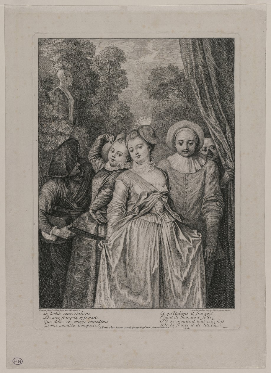 Kläderna är italienska av Jean Antoine Watteau