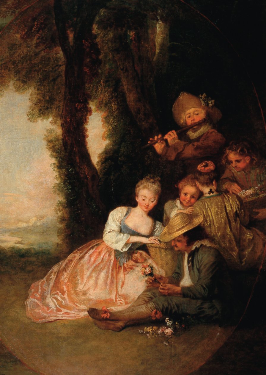 Kärleksförklaringen, c. 1716 av Jean Antoine Watteau