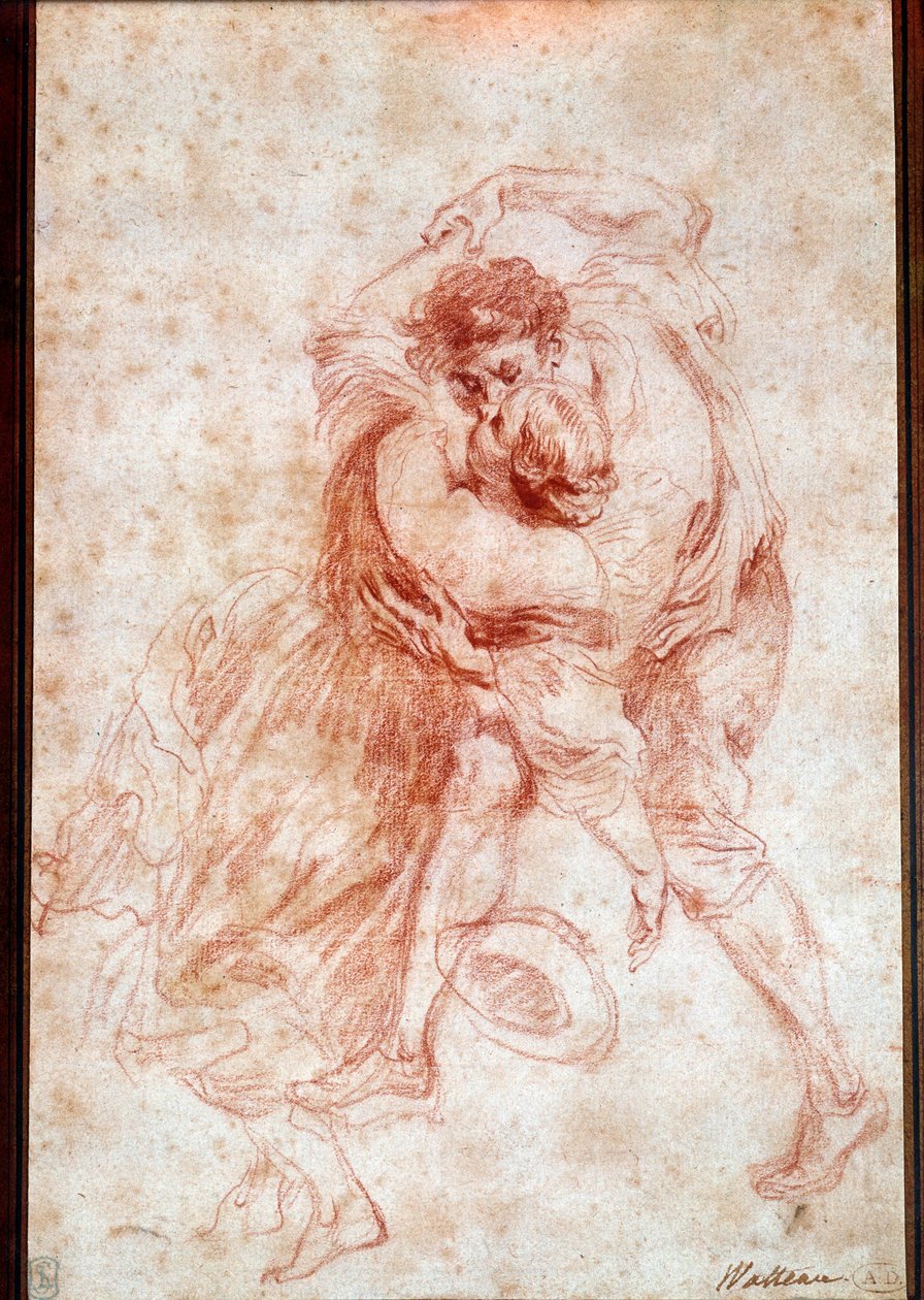 Draw-kyssen har blod från Jean Antoine Watteau (1684-1721). 1700-talet. Paris, Louvren av Jean Antoine Watteau