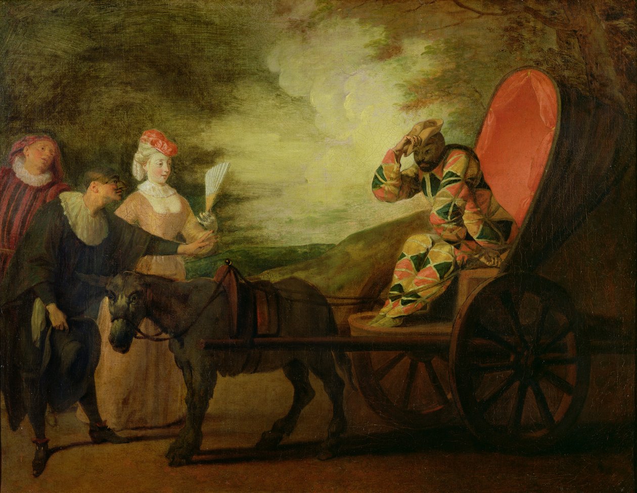 Harlekinen, månens kejsare, ca 1712 av Jean Antoine Watteau