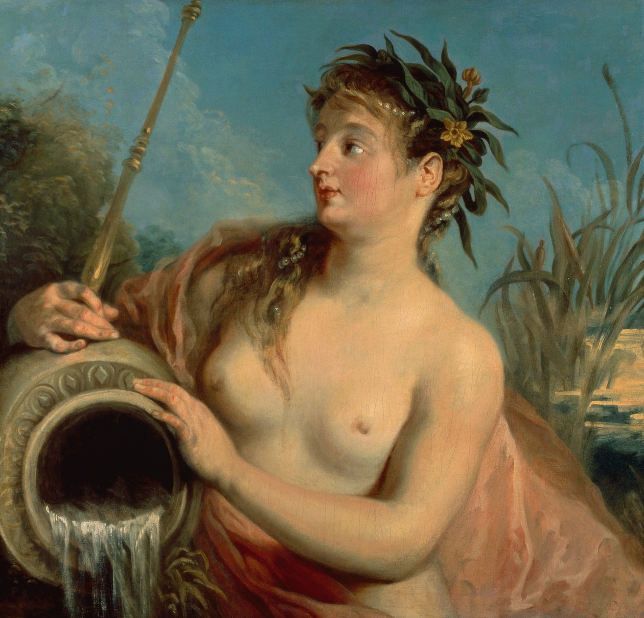 Vårens nymf (olja på duk) av Jean Antoine Watteau