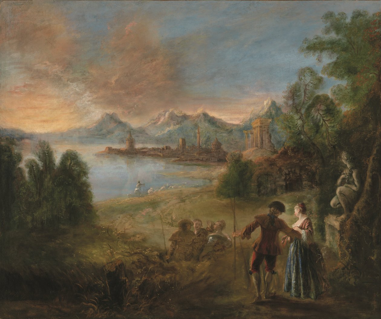Pilgrimsfärden till ön Cythera (olja på duk) av Jean Antoine Watteau