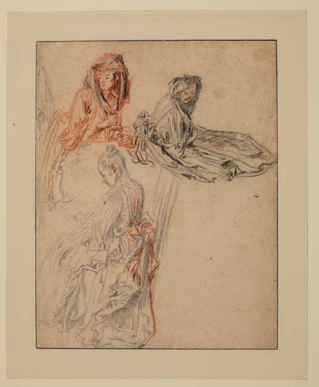 Tre studier av kvinnofigurer, 1716 - 1718 ca av Jean Antoine Watteau
