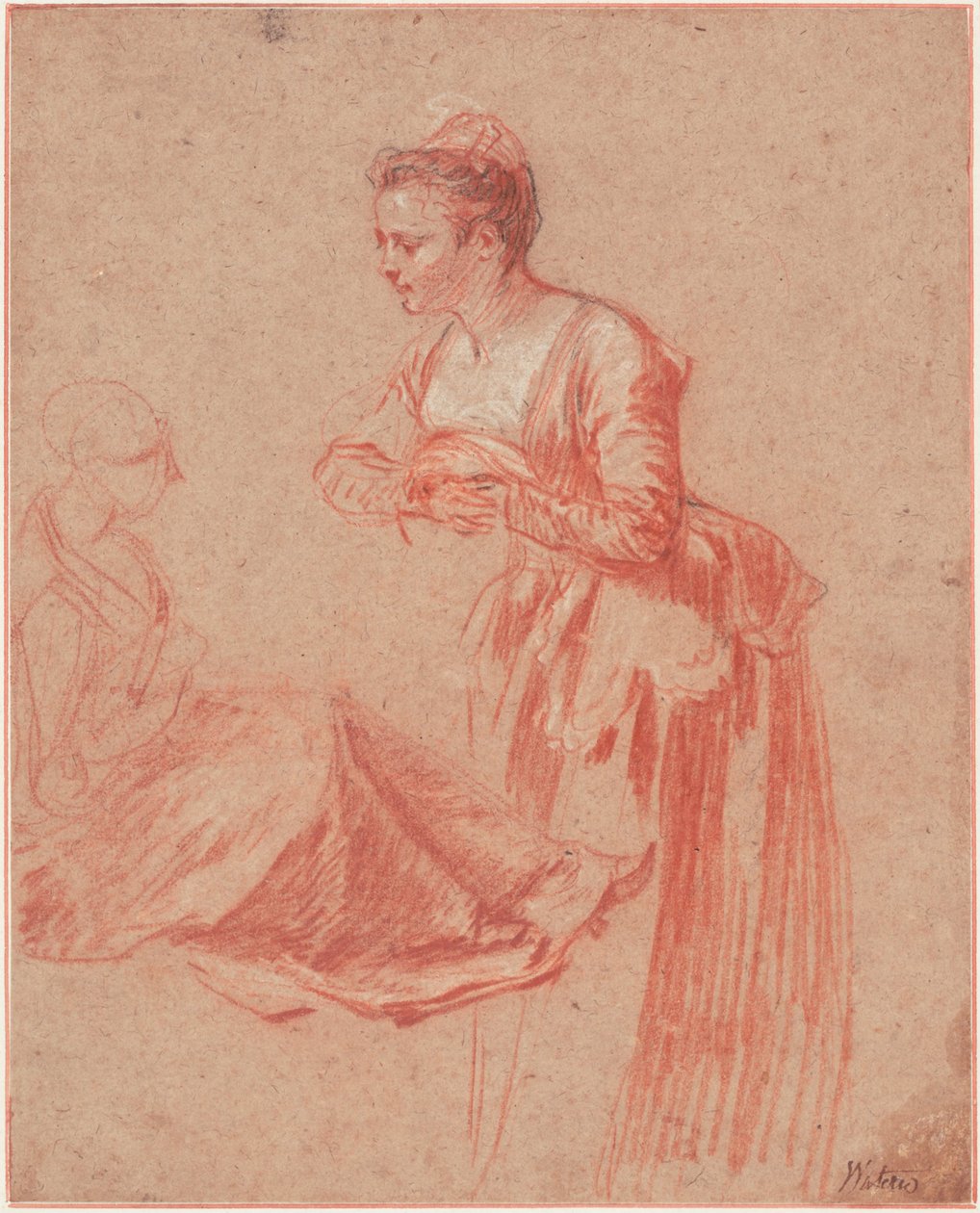 Två figurstudier av en ung kvinna, ca. 1716 av Jean Antoine Watteau
