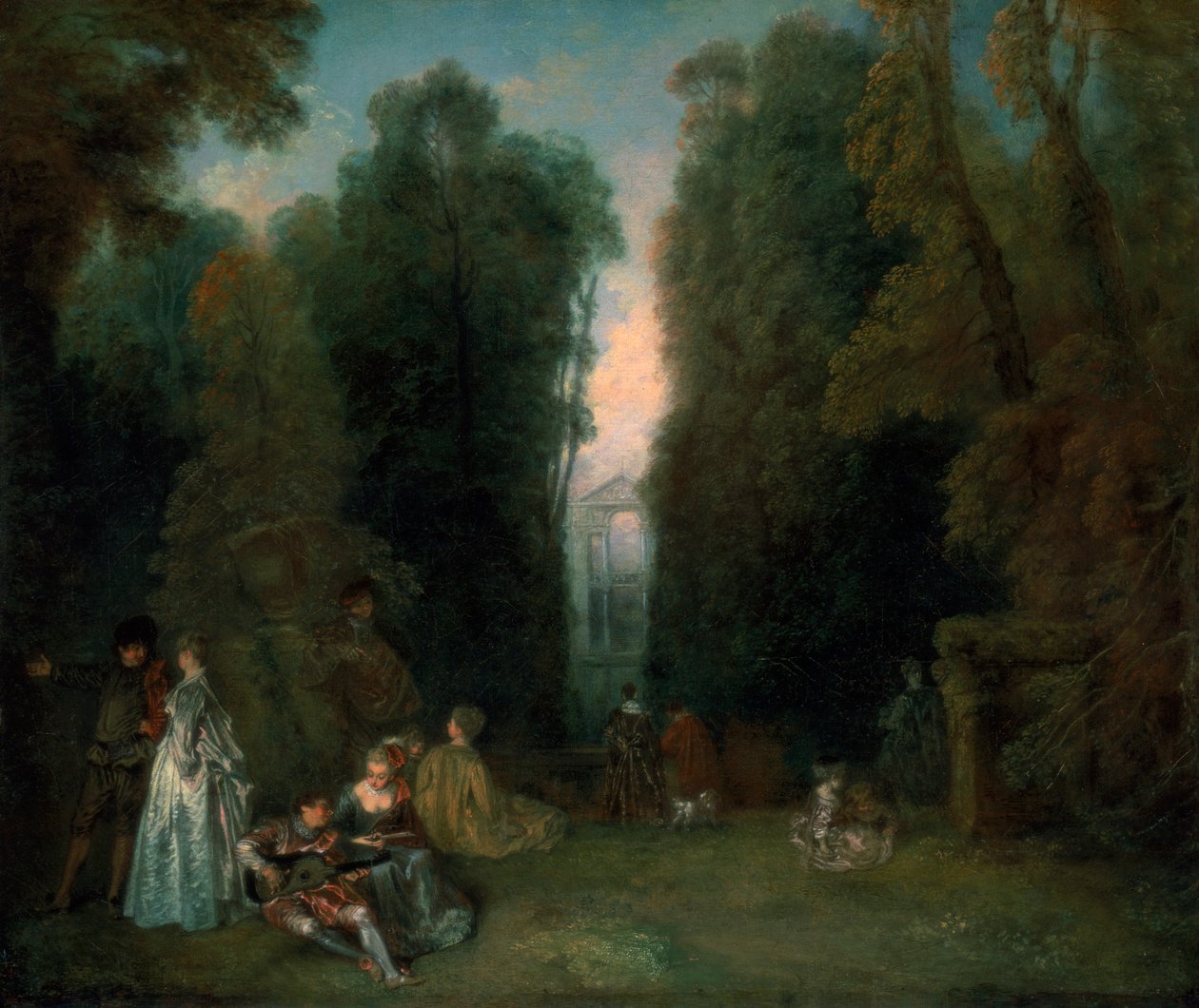 Utsikt genom träden i parken Pierre Crozat, 1715 av Jean Antoine Watteau