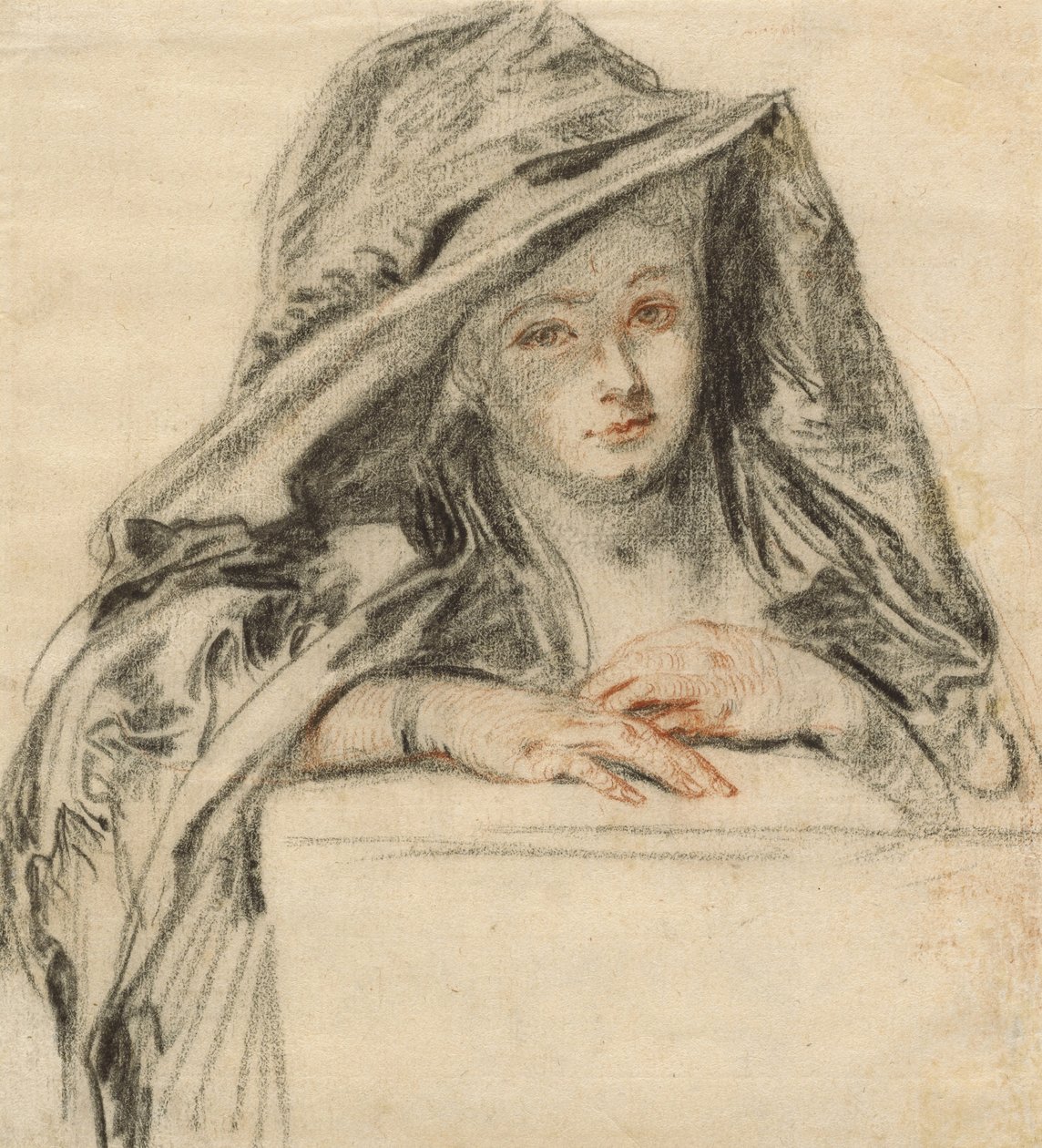 Kvinna i svart, ca 1719 av Jean Antoine Watteau