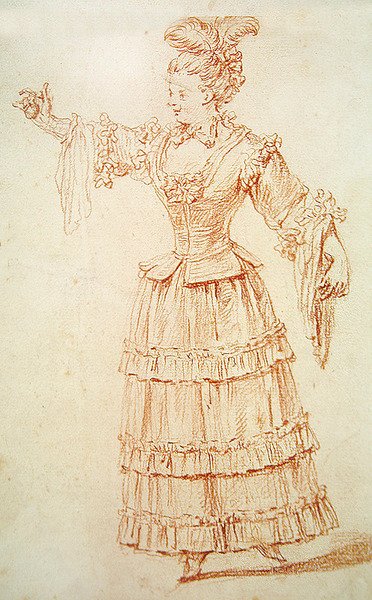 Dancer of the Opera (rödkrita på papper) av Jean Antoine Watteau