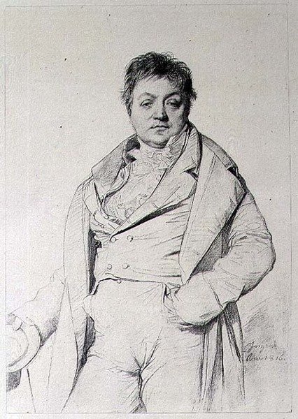 Porträtt av en man av Jean Auguste Dominique (after) Ingres