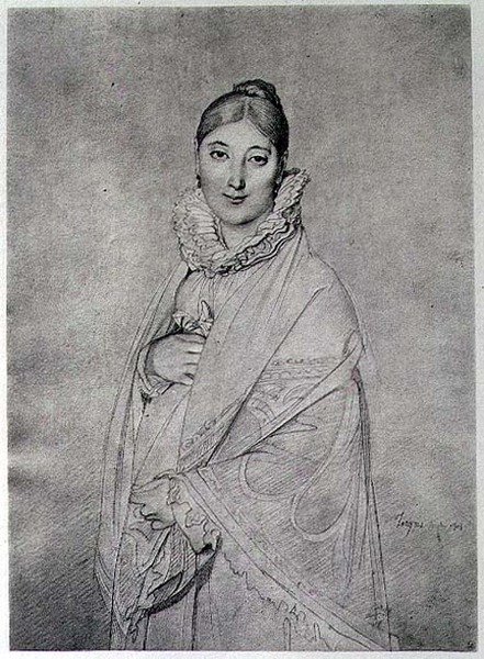 Porträtt av en kvinna av Jean Auguste Dominique (after) Ingres