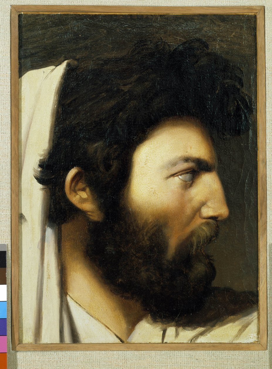 Porträtt av en man av profil. Anonym målning. Musee Granet, Aix en provence av Jean Auguste Dominique (after) Ingres