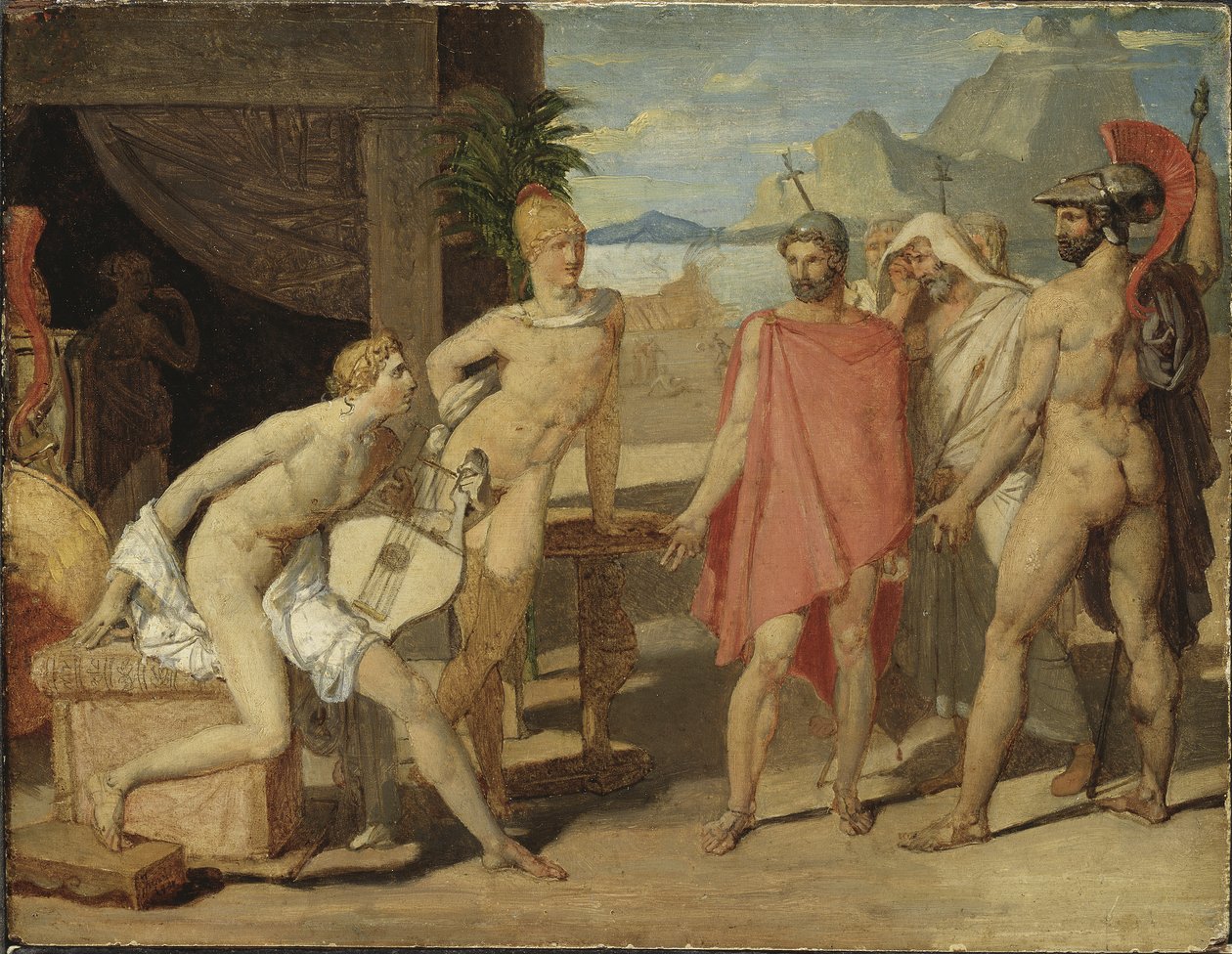 Akilles tar emot i sitt tält Agamemnons sändebud, 1801 av Jean Auguste Dominique Ingres