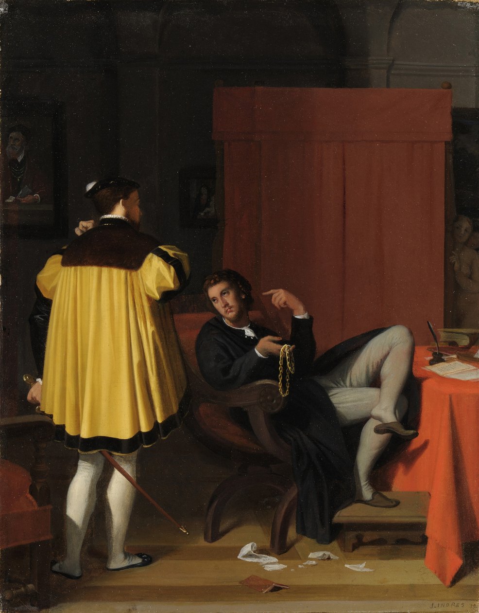 Aretino och Karl V:s sändebud av Jean Auguste Dominique Ingres