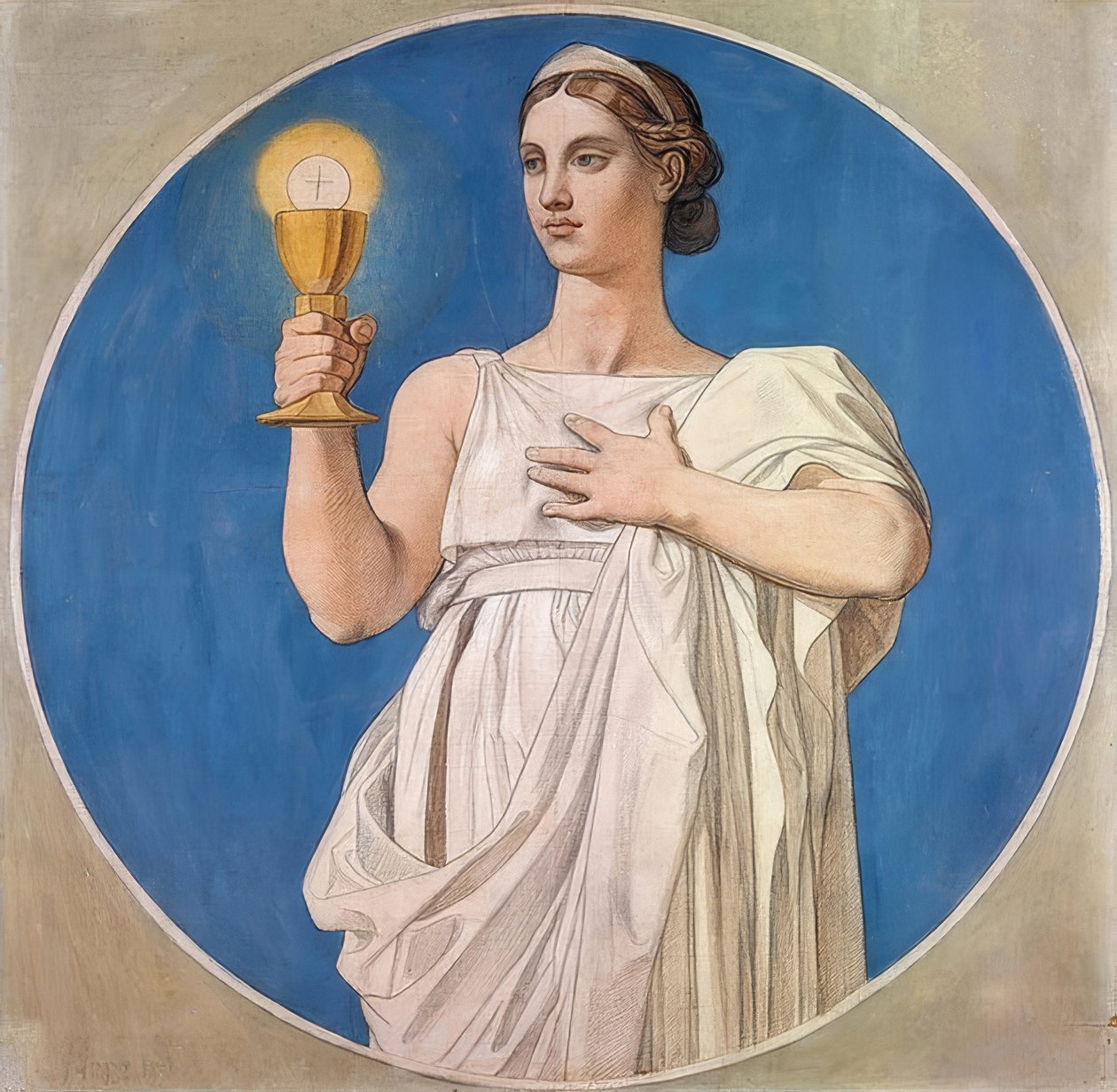 Tron. Kartong för målat glasfönster i Saint-Ferdinand-kapellet. 1842 av Jean Auguste Dominique Ingres