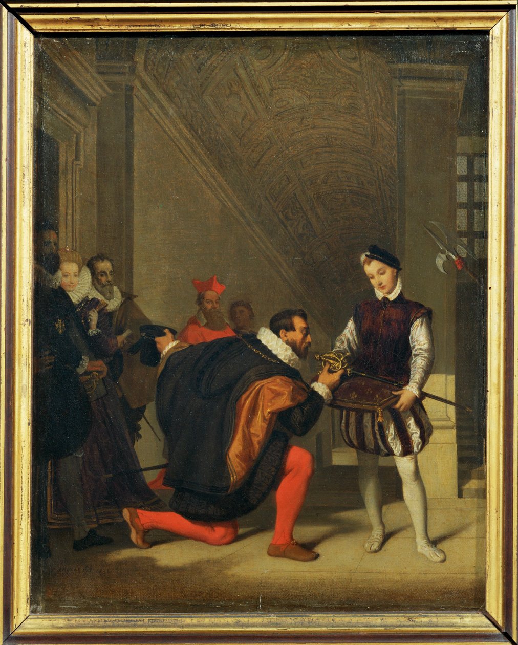 Don Pedro de Tolede, den spanske ambassadören, sägs ha träffat en page som bar Henrik IV:s svärd i... av Jean Auguste Dominique Ingres