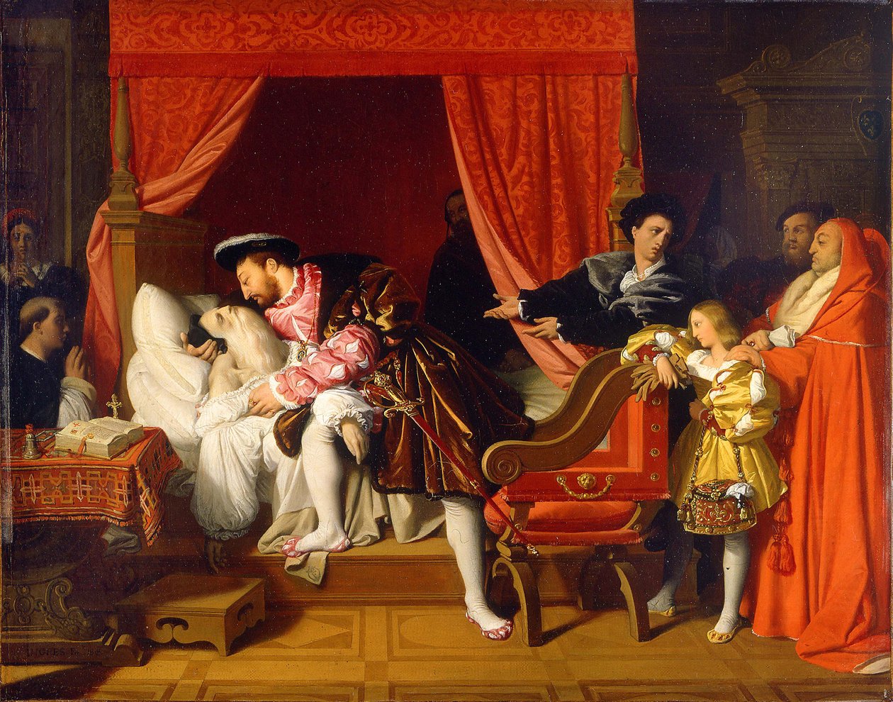 Francis I tar emot Leonardo da Vincis sista andetag av Jean Auguste Dominique Ingres